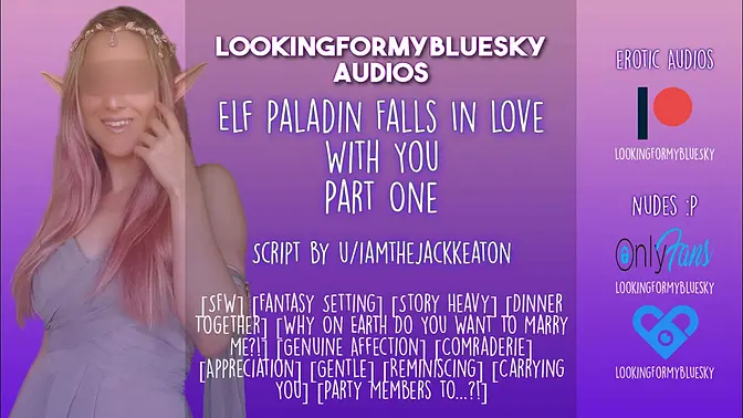 Sweet Elf Paladuin and friend enjoy a gentle dinner in a fantasy world