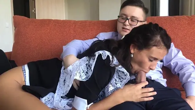 Sweet virgin gets ass fucked and gives a blowjob