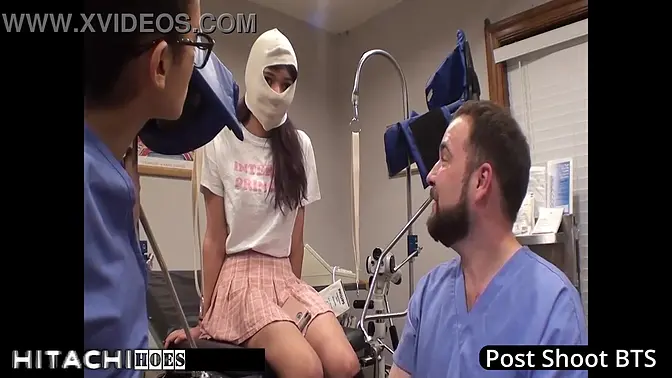 Tanned nurse humiliates black guy with vibrator and latex gloves