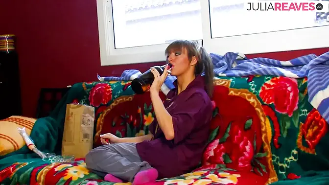 Tattooed babe fucked hard with condom then gets a mouthful of cum