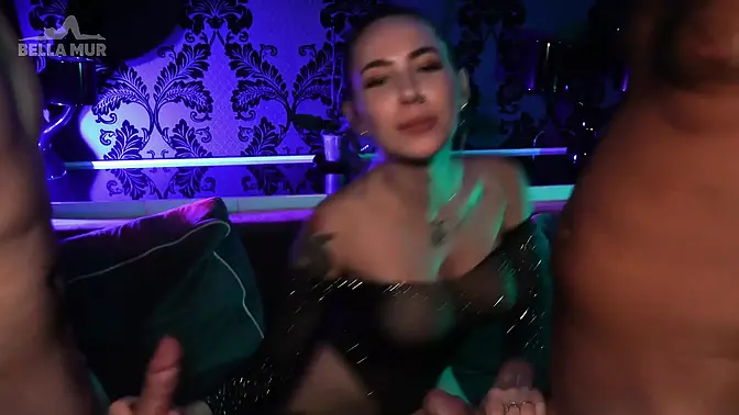 Tattooed babe gets gang banged at kinky party