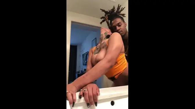 Tattooed babe rides BBC in raw doggy style