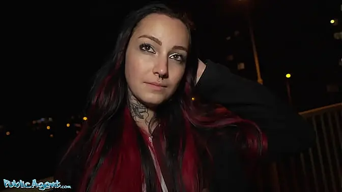 Tattooed babe Sharlotte Thorne gets deepthroat and fucked in public boiler room