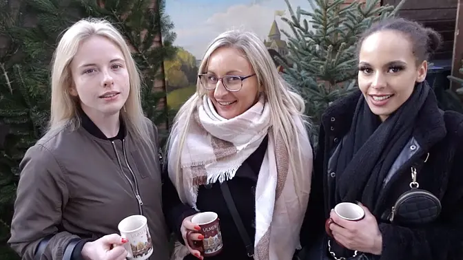 Tattooed Guy Gets Double Teamed at Christmas Market