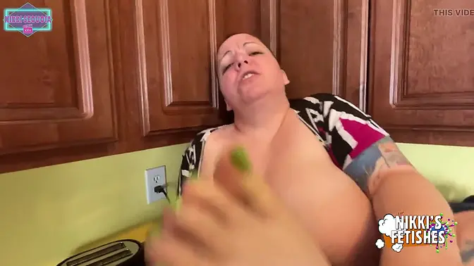 Tattooed MILF Nikki Sequoia gets her big ass fucked in the kitchen