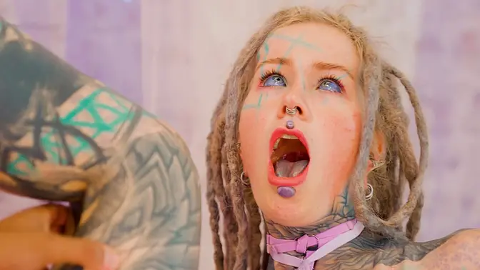Tattooed punk girl gets deepthroat and anal fucked by BBC