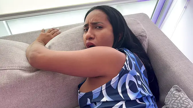 Tattooed Step Mom Stuck in Couch Gets Her Rear End Fucked