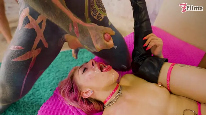 Tattooed Teen Double Penetration Gangbang