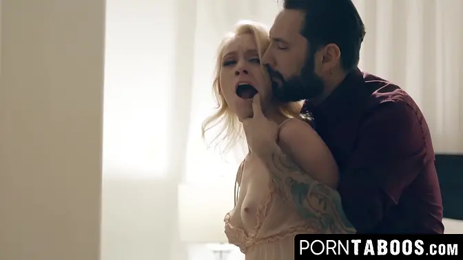 Teen blonde Athena Rayne gets a facial while a hunk watches