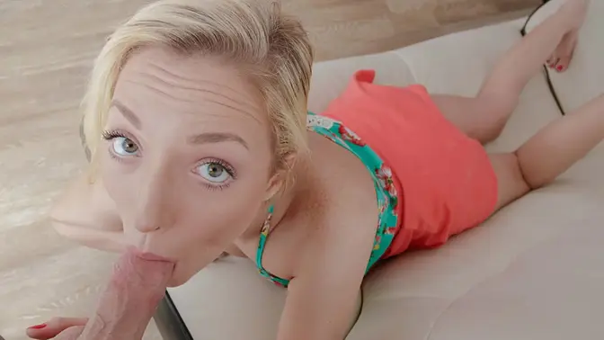 Teen daughter impresses dad with a tasty blowjob