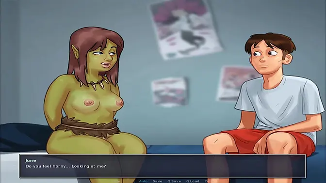 Teen girl's big butt and busty tits fill summer days in a harem game