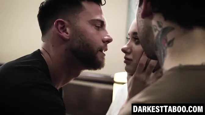 Teen slut DP'd hard with facial