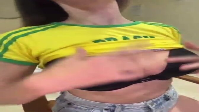 Teen stepsis flaunts big natural tits during webcam masturbation session