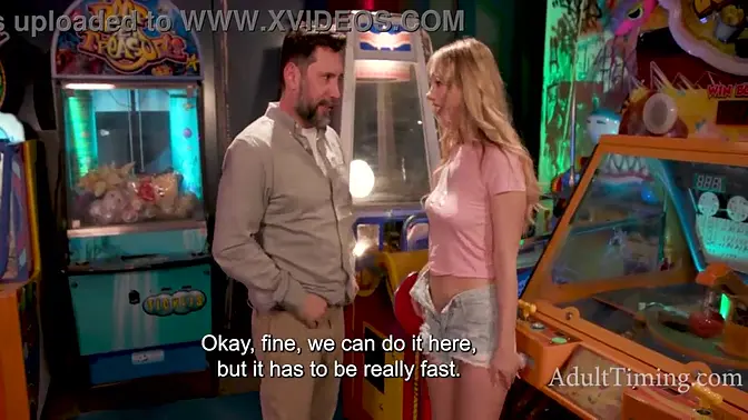 Teenage girlfriend Makes Move On hunk In The Arcade