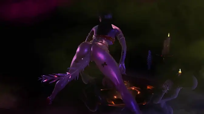 Tempting succubus dances and seduces in a bikini