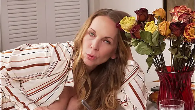 Thanksgiving Treat: Busty blonde milf deep throats and rides big cock