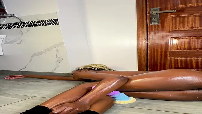 Thick blacked-out babe rides and cums so hard she gets left dehydrated