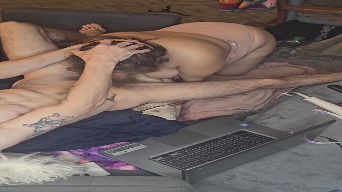 Thick Latina Babe gags on Big Cock in BWC