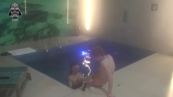 Threesome with friends in the motel pool Part 1