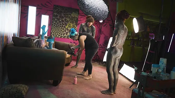 Threesome with tattooed couple and dreadlocked Proxy Paige