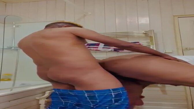 Tight-assed babe gets a homemade DP in doggy style