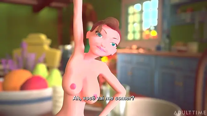 Tiny Trans Fucks Giant Busty Trans in Uncensored Animated Fantasy