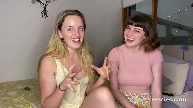 Two German lesbian babes play in the library