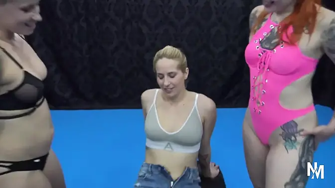 Two Hot Tattooed Chicks Kiss and Play with Belly Button