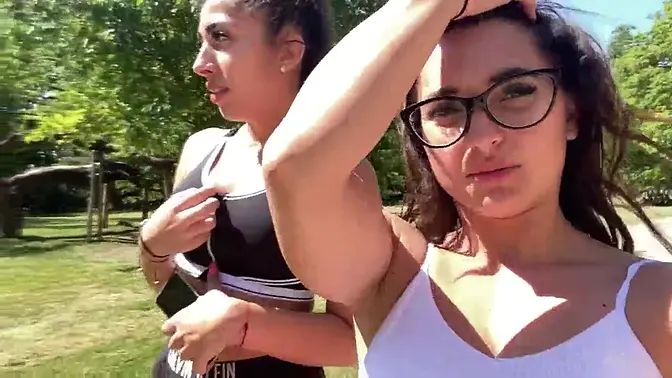 Two Italian TikTokers are sluts in the park with Sara Diamante