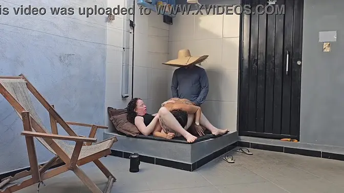 Two naughty girls: BBC in ass and double blowjob with creampie