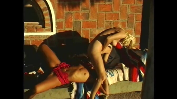 Two petite lesbians explore each other's bodies