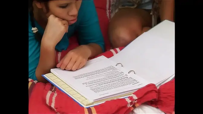 Two schoolgirl lesbians go deepthroat and fuck with three fingers