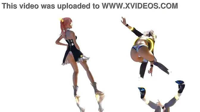 Two sexy MMD dancers go nude and show off their big tits and shaved pussies