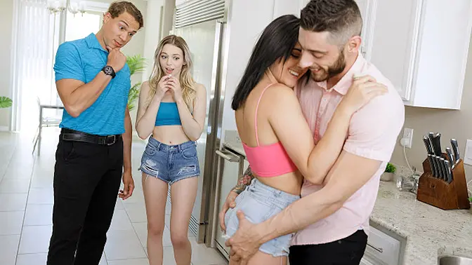 Two teen sluts deepthroat and bang their stepfather