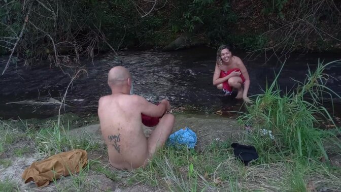 Unexpectedly, two strangers meet at the creek for a steamy encounter 