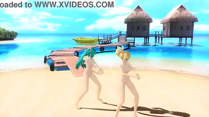 Virtual idol Miku & Rin drop their virtual clothes for full nude mod