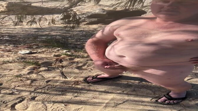 Waking on nude beach