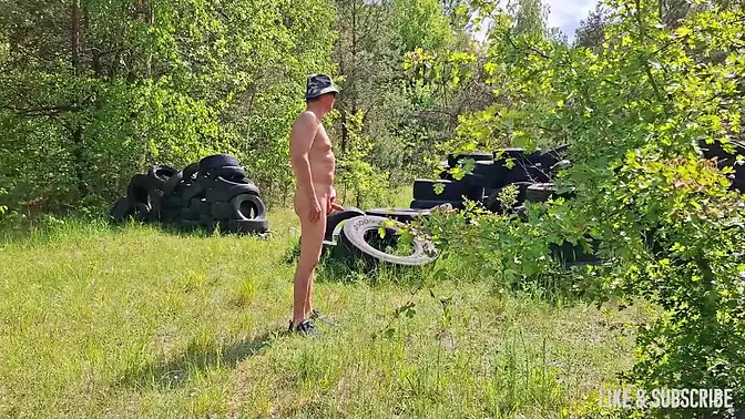 Walking naked on a paintball field