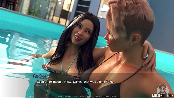 Wet and hot teen slut rides cock in the pool