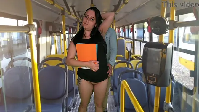 White girl gets her tight pussy fucked on the bus in public