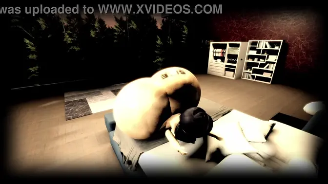 White girl with huge jiggly ass in Roblox condo