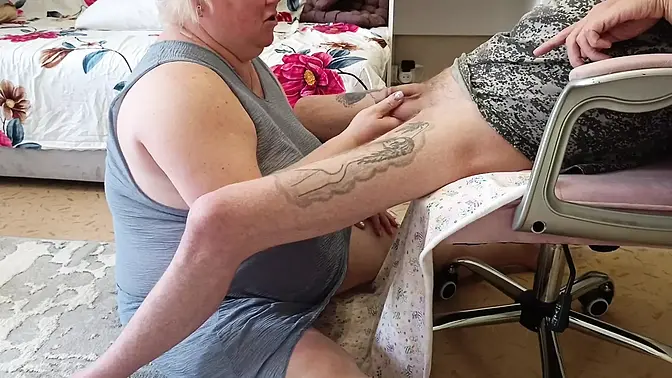 Wife watches as friend goes down on her husband