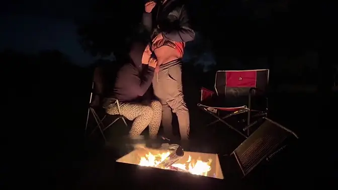 Wild babe gets creampied in public campsite