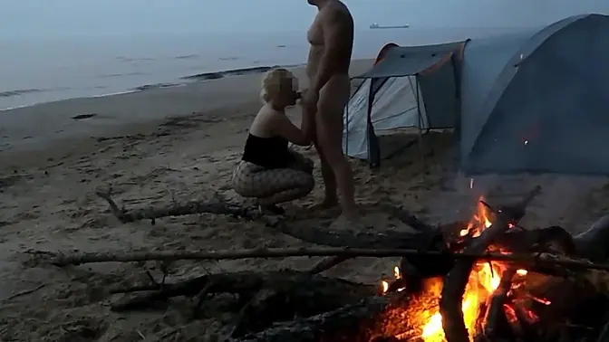 Wild beach romp with blonde MILF and her big booty