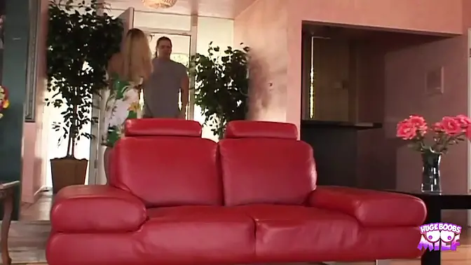 Wild blonde lady goes down on cock and rides it in cowgirl