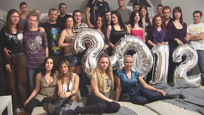 Wild group sex with famous vixen on New Year's Eve