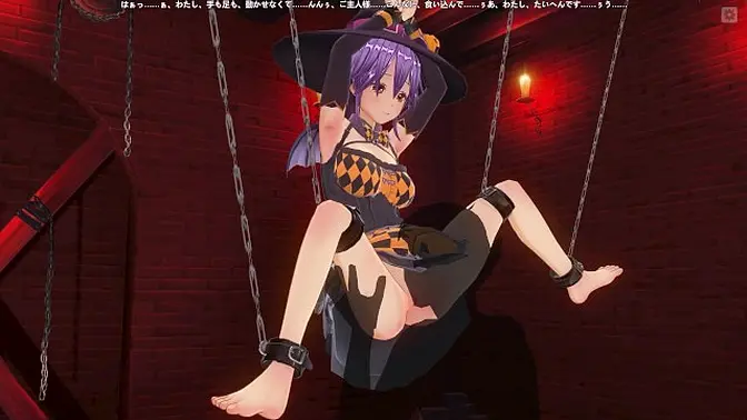 Witch gets her pussy licked in a bound 3D hentai scene