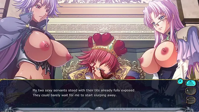 Young anime babes in stockings ride and suck in big boobs fantasy orgy