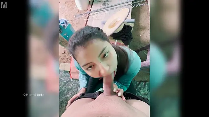 Young Colombian farm woman deepthroats and cums on my cock