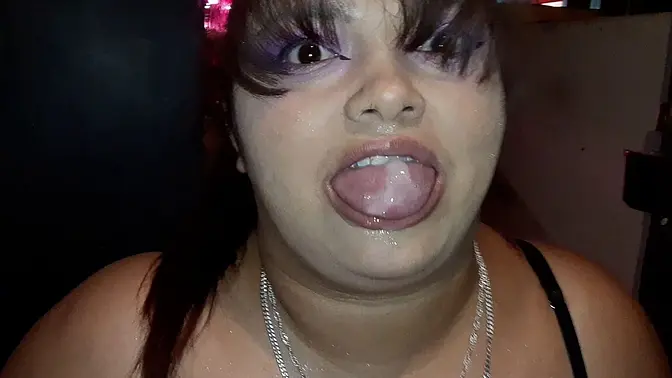 Young Latina sucks big-titted co-worker's cock in deep blowjob